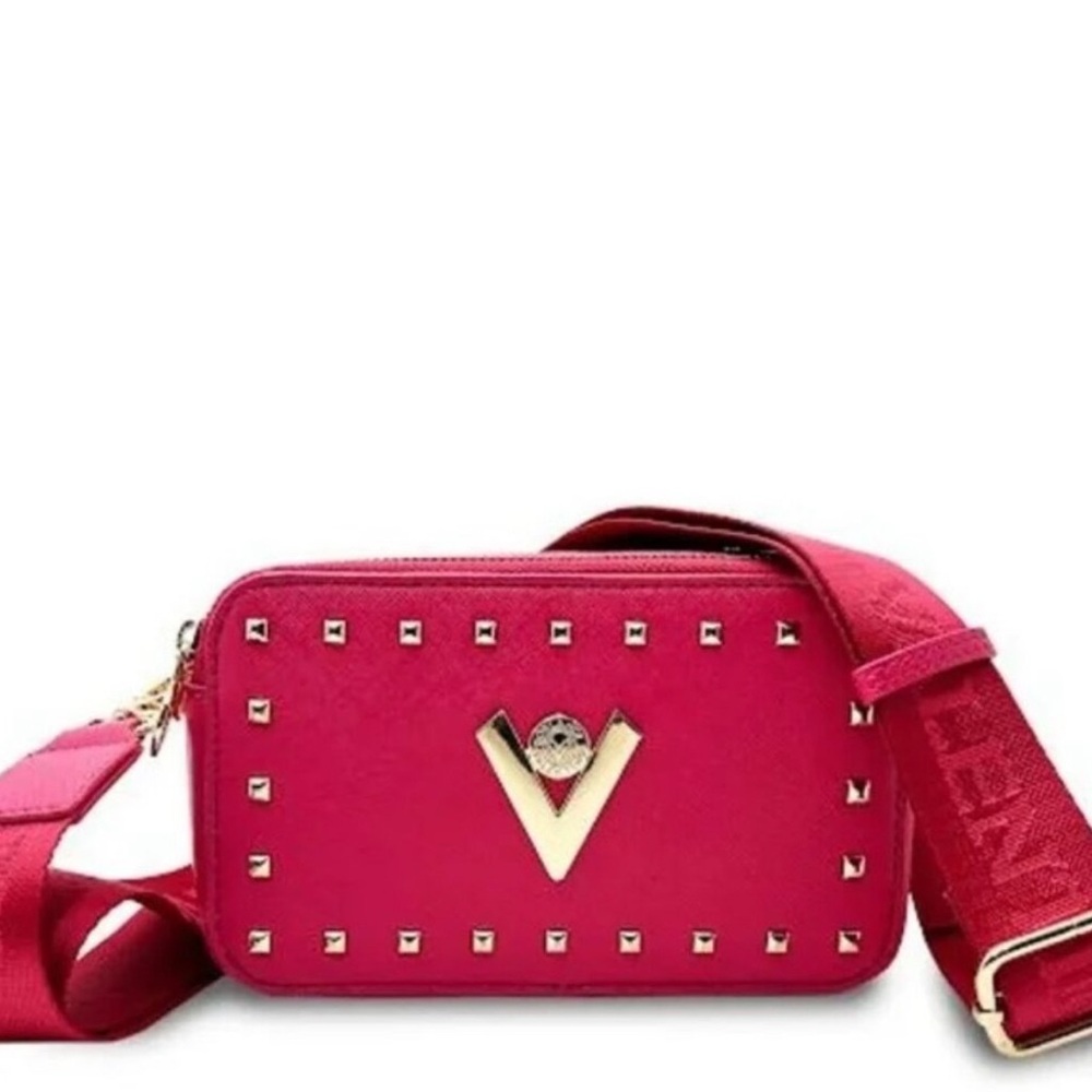 Valentino Orlandi Studded Camera Crossbody Bag in a Hot Pink NWT